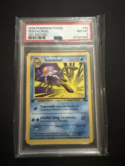 PSA 8 NM/MT 1999 POKEMON FOSSIL 44 TENTACRUEL 1ST EDITION ENGLISH - Image 1