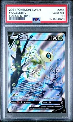 2021 POKEMON SWORD & SHIELD FUSION STRIKE #245 FULL ART/CELEBI V PSA 10 - Image 1