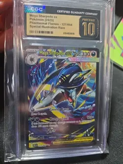 English Pokemon Phantasmal Flames Mega Sharpedo ex SIR #127/094 CGC PRISTINE 10 - Image 3