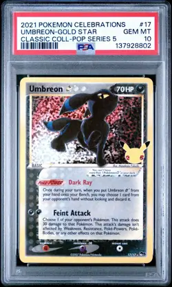 2021 POKEMON CELEBRATIONS CLASSIC COLL #17 UMBREON-GOLD STAR PSA 10 - Image 1