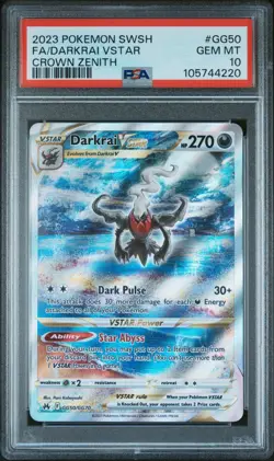2023 Darkrai VSTAR GG50/GG70 Crown Zenith Pokemon Card PSA 10 Full Art Holo - Image 1