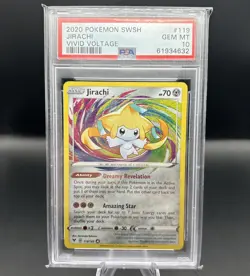 2020 SWSH Jirachi PSA 10 Vivid Voltage #119/185 Sword & Shield Pokemon Card 119 - Image 1