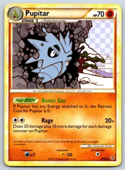 Pupitar - HGSS Unleashed 38/95 Pokemon Card LP - Image 1