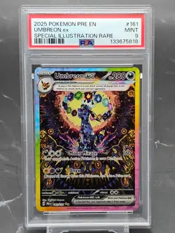2025 Pokemon Umbreon ex 161/131 Prismatic Evolutions SIR PSA 9 Mint - Image 1