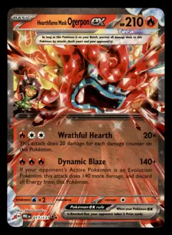 Hearthflame Mask Ogerpon ex 017/131 Double Rare Prismatic Evolutions Pokemon NM - Image 1