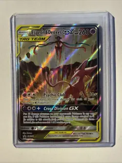 Pokemon TCG Espeon & Deoxys GX SM240 Black Star Promo Holo - Image 1