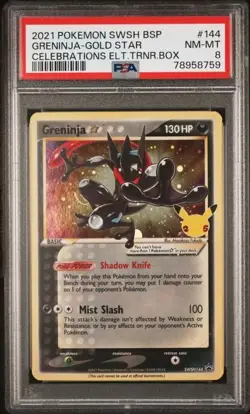 2021 Pokemon Celebrations ETB Greninja Gold Star SWSH144 PSA8 - Image 1