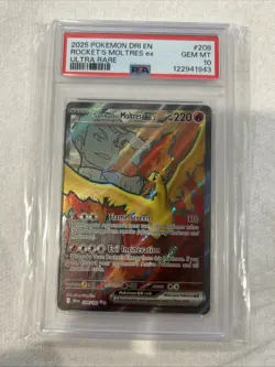 Pokemon TCG Team Rockets Moltres EX 208/182. Destined Rivals. PSA 10. - Image 1