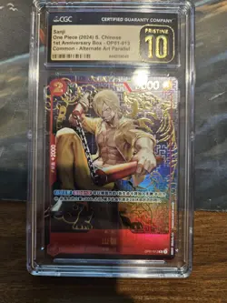 One Piece TCG Sanji Chinese 1st Anniversary Set OP01-013 CGC 10 PRISTINE - Image 1