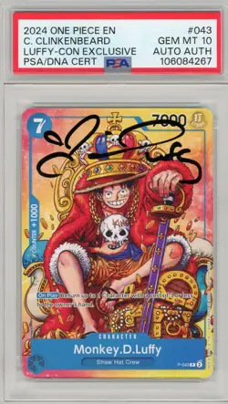 Monkey.D.Luffy P-043 One Piece Promotion Signed PSA 10 Colleen Low Pop 11 GEM - Image 1