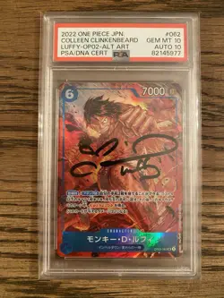 One Piece Monkey D. Luffy OP02-062 Signed Colleen Clinkenbeard PSA 10 Auto 10 - Image 1