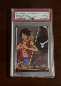 Luffy 2011 Morinaga Wafer PSA 10 Pop 3 #001 Japanese One Piece Card Monkey D. - Image 1