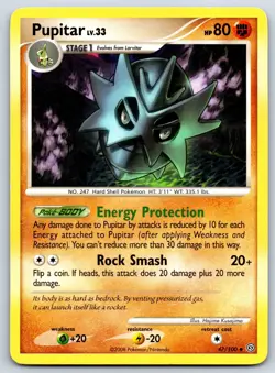 Pupitar - DP Stormfront 47/100 Vintage Hajime Kusajima Pokemon Card MP - Image 1