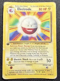 Pokemon TCG Electrode 21/102 1st Edition Shadowless Base Set Unlimited Rare HP - Image 2