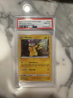 2022 POKEMON PIKACHU BLACK STAR PROMO SWSH234 POKEMON GO TINS PSA 10! With Swril - Image 1