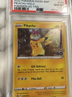 2022 POKEMON PIKACHU BLACK STAR PROMO SWSH234 POKEMON GO TINS PSA 10! With Swril - Image 2