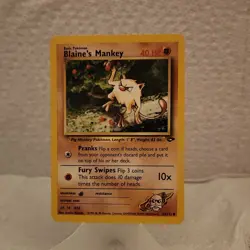 Pokemon Blaine's Mankey Gym Challenge 63/132 Common 40 HP Regular Basic English - Image 1