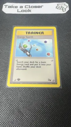 Energy Search #59/62 - 1st Edition Fossil - Trainer Pokemon - NM - Image 3