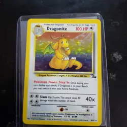 Pokemon Fossil Set DRAGONITE Holo Rare 4/62 - 1999 Vintage - Moderate Play (MP) - Image 1