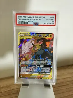 PSA 10 Gem Mint - Reshiram & Zekrom GX 157/236 - Pokemon TCG: Cosmic Eclipse - Image 1