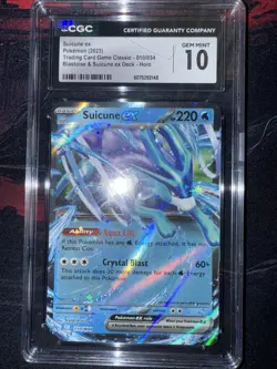 Pokemon 2023 Suicune ex 010/034 TCG Classic CLB Holo CGC 10 GEM MINT - Image 1