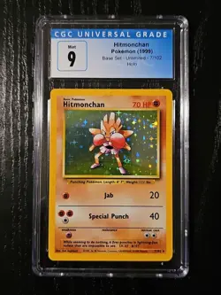 1999 Pokemon Base Set Hitmonchan Holo Rare 7/102 CGC 9 Mint - Image 1