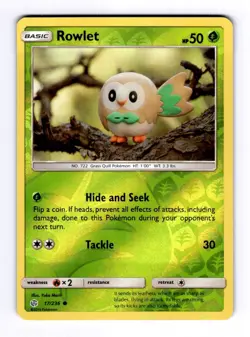 Rowlet - 17/236 SM - Cosmic Eclipse #17 (2019) Common Reverse Holo NM Pokemon - Image 1