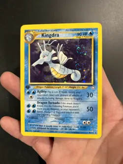 DOUBLE SWIRL Kingdra 8/111 Rare Holo 1st Edition Neo Genesis Set Pokemon Card - Image 1