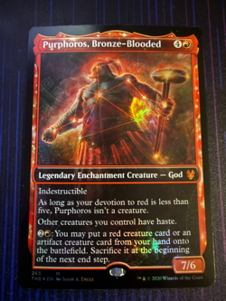 MTG Magic Purphoros, Bronze-Blooded Showcase Theros Beyond Death Foil Mythic NM - Image 1