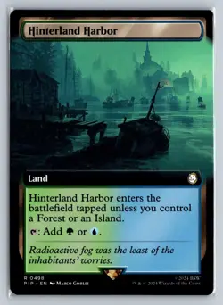 MTG Fallout Extended Art #498 Hinterland Harbor Rare Land - Image 1