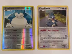 Munchlax & Rev Holo Snorlax 33/130 & 37/130 Diamond & Pearl Pokemon Card Lot LP - Image 1