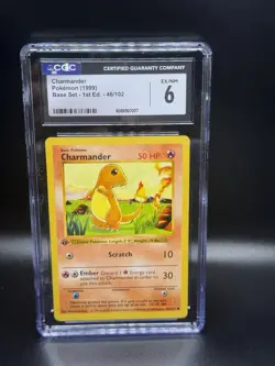 1999 Pokemon Charmander 46 1st Edition Shadowless CGC 6 Excellent NM Black Dot* - Image 1