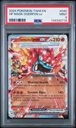 2024 POKEMON TWM EN-TWILIGHT MASQUERADE #040 HEARTHFLAME MASK OGERPON EX PSA 9 - Image 1