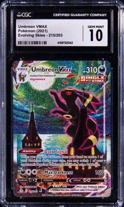2021 Pokemon SW&SH Evolving Skies Umbreon VMAX Secret Rare CGC 10 Gem Mint #215 - Image 1