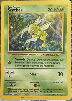 Pokemon Classic Collection Scyther Holo CLV 006/034 Near Mint - Image 1