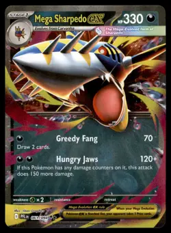 Mega Sharpedo ex 061/094 Double Rare Phantasmal Flames Pokemon Near Mint - Image 1