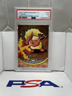 2000 Topps Pokemon TV Flareon #136 FOIL PSA 5 - Image 1