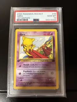 Abra 1st Edition PSA 10 GEM MINT 2000 Pokemon Team Rocket 49/82 - Image 1