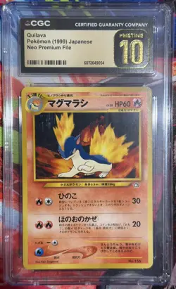 CGC 10 Quilava 1999 Japanese Neo Premium File Pokemon Card #156 - Image 1