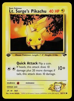 Pokemon Card - Lt. Surge's Pikachu Gym Challenge 84/132 Common 1st Edition - Image 1