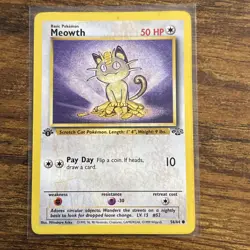 Pokemon TCG Meowth Jungle Card 56/64 1st Edition Common - Image 1