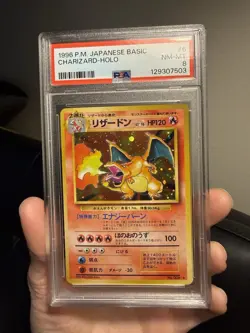 1996 Pokemon Japanese JP Basic #6 Charizard Holo Rare Base Set TCG Card PSA 8 - Image 2