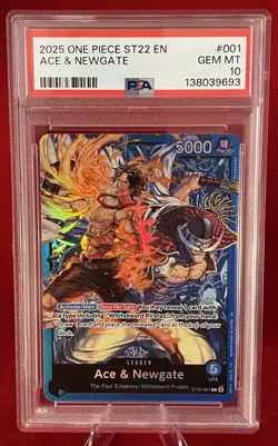 2025 ONE PIECE STARTER DECK ST22-ACE & NEWGATE #001 PSA 10 GEM MINT - Image 1