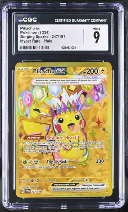 Pokemon Pikachu EX Surging Sparks 2024 SSP Secret Holo Card TCG 247/191 CGC 9 - Image 1