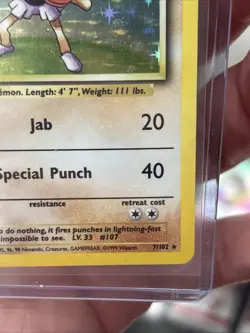 Hitmonchan Holo Rare Base Set 7/102 WOTC Vintage Pokemon Card 1999 NM - Image 3