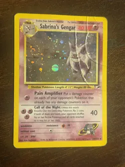 Vintage 2000 Pokemon Gym Heroes Sabrina's Gengar 14/132 Holo - SWIRL - Image 1