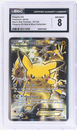 2016 Pokemon XY Black Star Promo Red and Blue Collection Pikachu Ex CGC 8 - Image 1