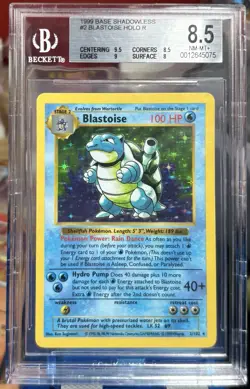 BGS 8.5 1999 Pokemon Blastoise Base Set Shadowless Holo No. 2 - Image 1
