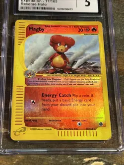2002 POKEMON EXPEDITION 17/165 MAGBY HOLO CGC 5 - Image 4