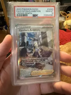 2023 POKEMON SWORD & SHIELD CROWN ZENITH FULL ART/CYNTHIA'S AMBITION PSA 10 - Image 1